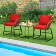 thumbnail image 3 of Patiojoy Ensemble de Mobilier d'Extérieur 3 Pcs Ensemble Bistro de Patio avec 2 Fauteuils et Table en Verre Trempé Rouge, 3 of 5