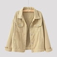 thumbnail image 2 of Pompotops Women Spring And Warm Solid Long Sleeve Denim Jacket Outerwear Clearance, 2 of 5