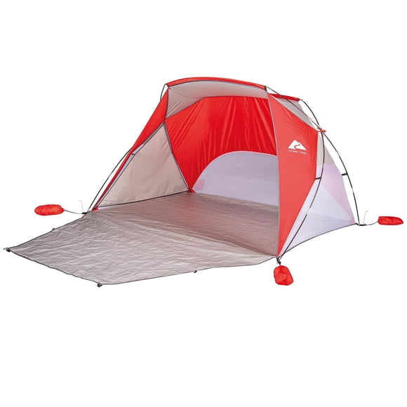 Ozark Trail Sun Shelter,Size: 8ft x 6ft x 5ft H, Use Camping, Picniking or Beach, 2 Adults, Easy Set Up, Red Colour