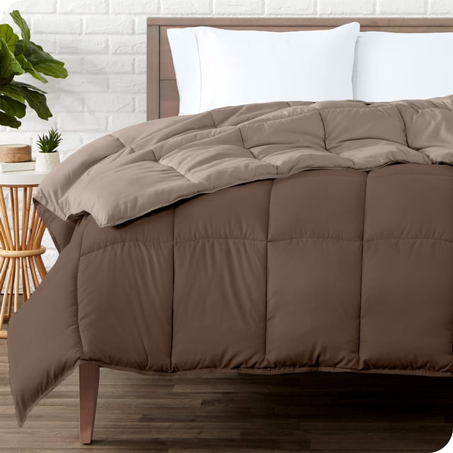 Bare Home Ultra-Soft Reversible Comforter - Goose Down Alternative - Queen, Cocoa/Taupe