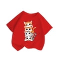 thumbnail image 1 of T-shirts pour Filles à Manches Courtes avec Animaux, T-Shirts Graphiques d'Été, T-Shirts à Col Rond, T-Shirts Rouges 4-6 Ans, 1 of 4