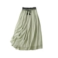 thumbnail image 1 of Birdeem Jupes pour Femmes Jupe d'Été Rétro à Double Couche Unie en Coton et Lin à Taille Élastique, 1 of 1