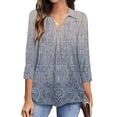 thumbnail image 2 of RKSTN Chemisiers Décontractés Boho à Imprimé Floral pour Femmes, Col en V, Manches Longues, Automne, Hauts à Imprimé Floral, Blouses Amples, Chemises, 2 of 6
