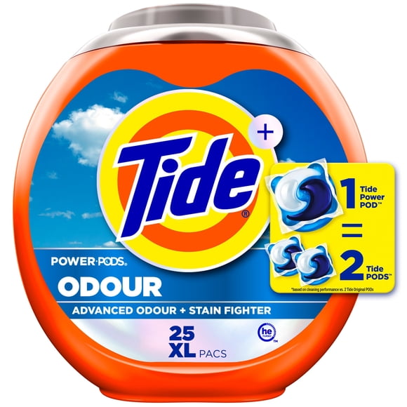 Tide Capsules de Détergent à Lessive Odeur + Oxi, Parfum Original, Anti-Odeurs + Anti-Taches Avancé, 25 Unités