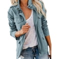 thumbnail image 2 of Innerwin Veste Militaire Femme à Revers Automne Couleur Unie Ajustée Bleu Ciel 3TG, 2 of 4