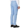 thumbnail image 3 of INSPIRE CHIC Men's Formal Color Block Slim Fit Flat Front Plaid Dress Pants Gray Blue 28, 3 of 7