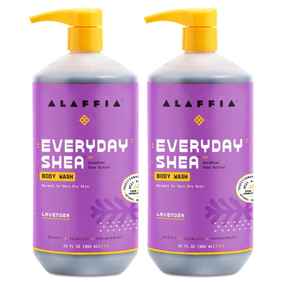 Alaffia Gel Douche Quotidien au Karité, Aide Naturellement à Hydrater et à Nettoyer Sans Enlever les Huiles Naturelles avec Beurre de Karité Équitable, Neem et Huile de Coco,