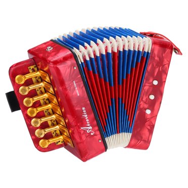 Uxcell Accordion 7 Keys Bass Button Accordion Mini Musical Instrument Red