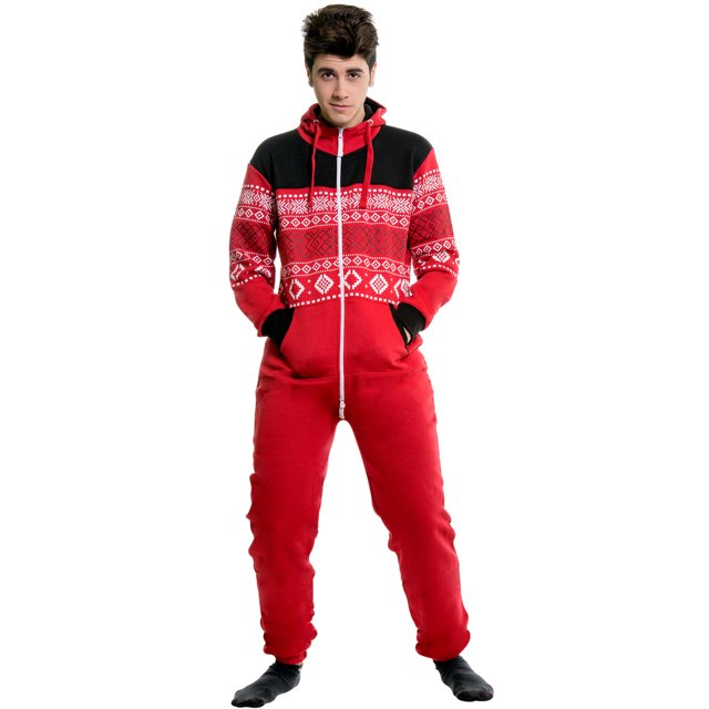 Mens Fashion Adult Jumpsuit One Piece Non Footed Pajamas