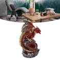 thumbnail image 1 of Sculpture Exquise, Conception de Dragon Unique, Effet de Lave Illuminée, Construction en Résine, Application Polyvalente, Statue de Dragon avec Lumière, 1 of 8