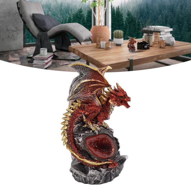 Sculpture Exquise, Conception de Dragon Unique, Effet de Lave Illuminée, Construction en Résine, Application Polyvalente, Statue de Dragon avec Lumière
