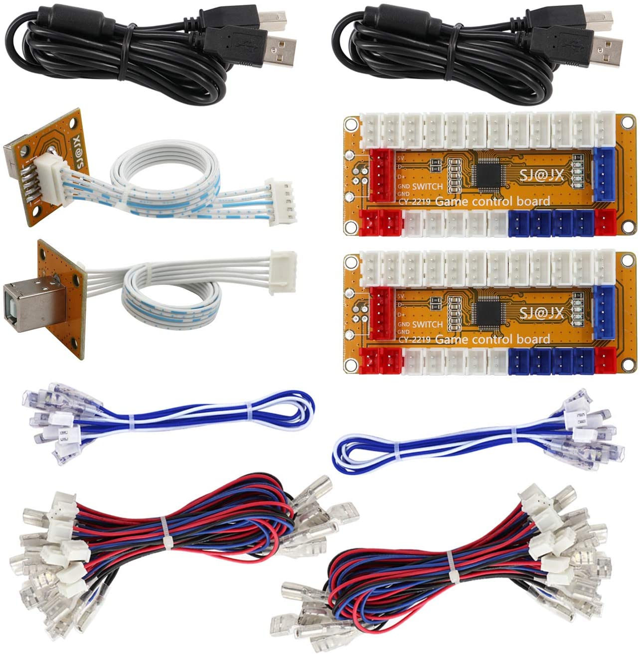 Codeur USB de Jeu d'Arcade SJ@JX Zéro Délai, Manette à 2 Joueurs, Bouton Joystick, Contrôleur pour Nintendo Switch PC PS3