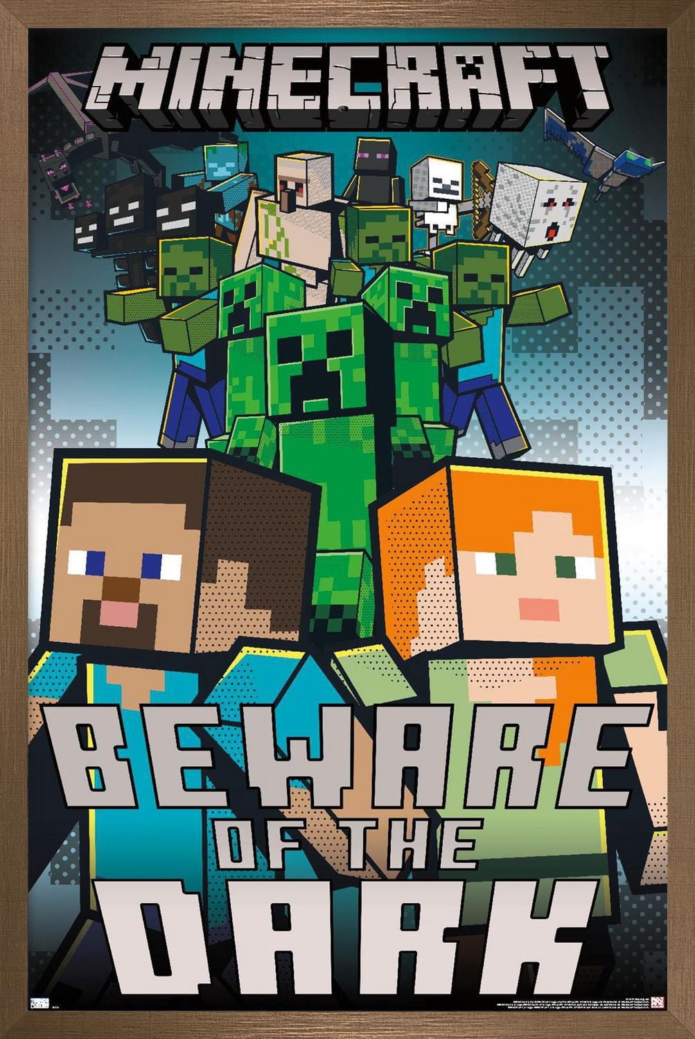 Minecraft - Beware Of The Dark Wall Poster with Magnetic Frame, 22.375" x 34"