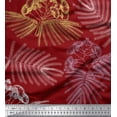 thumbnail image 1 of Soimoi Red Rayon Fabric Leaves & Floral Flower Decor Fabric Printed BTY 42 Inch Wide, 1 of 3