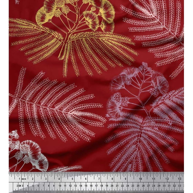 Soimoi Poly Georgette Fabric Leaves & Floral Flower Print Fabric by Yard 42 Inch Wide