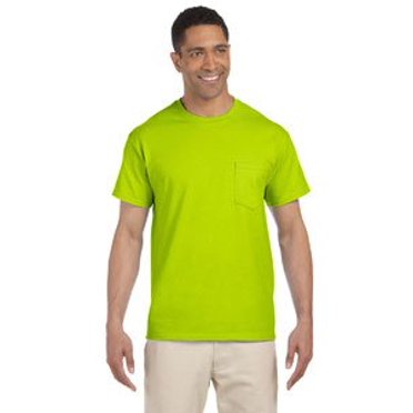 Gildan Ultra Cotton T-Shirt à Manches Longues avec Poche 6 oz (G241) - Vert Sécurité L