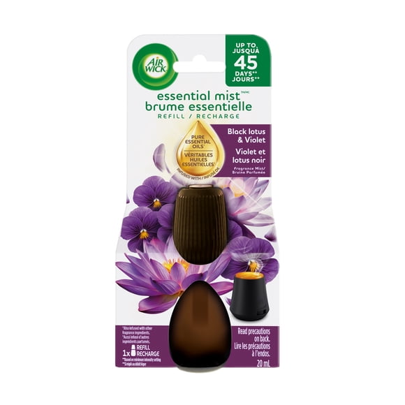 Air Wick Essential Mist Refill – Air Freshener Infused with Essential Oils, Easy Change Refill for Cordless Diffuser – 1 Count – Black Lotus and Violet Scent