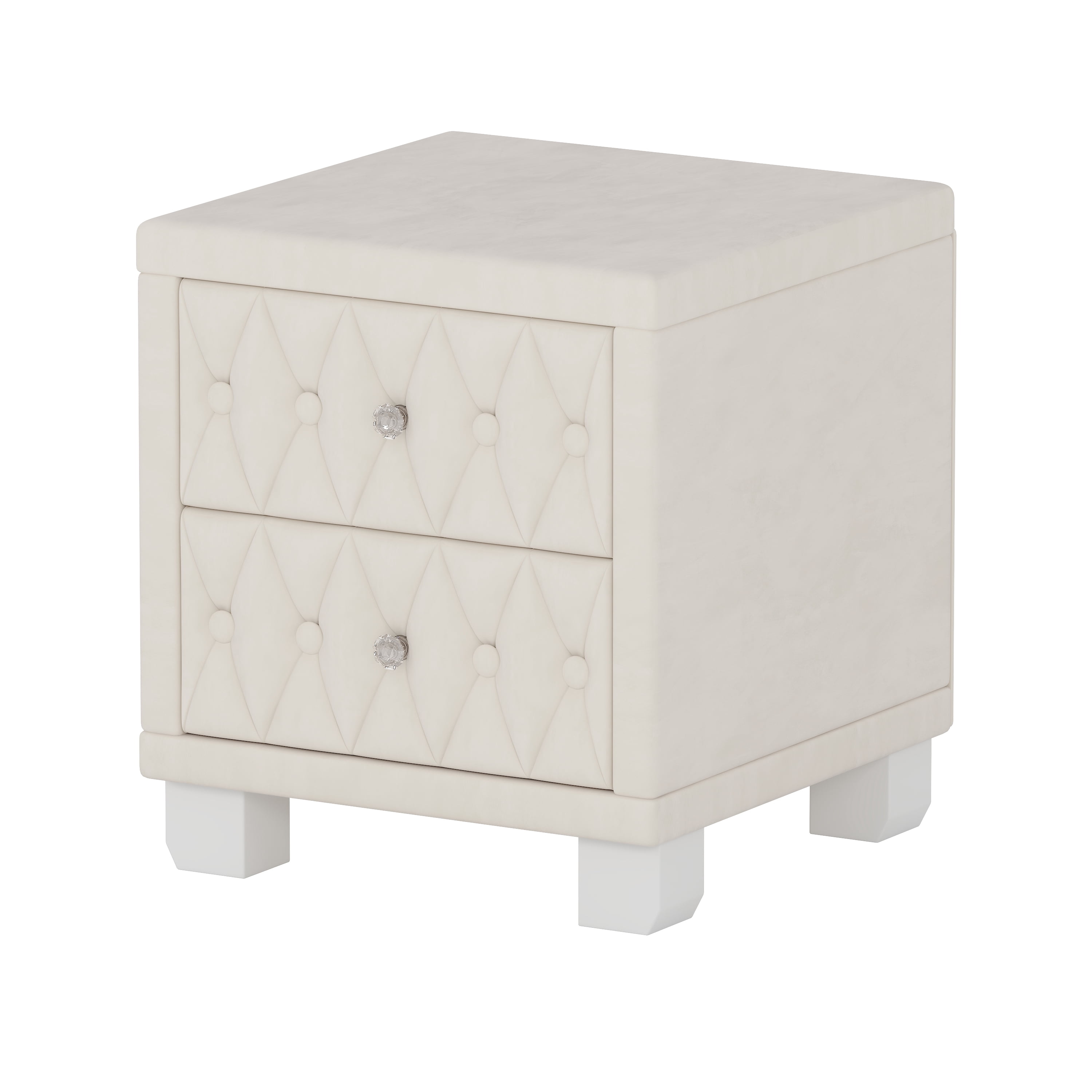 Table de chevet élégante en velours Noble House, beige