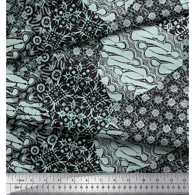 Soimoi Georgette Viscose Fabric Damask Patchwork Print Sewing Fabric Yard 42 Inch Wide