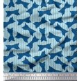 thumbnail image 3 of Soimoi Blue polyester Crepe Fabric Bow & Stripe Fabric Prints By Yard 42 Inch Wide, 3 of 5