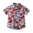 thumbnail image 3 of Chemises Garçons Été Plage Hawaïenne Florale Manches Courtes Décontracté Chemise à Col Rouge 6-7 Ans, 3 of 5