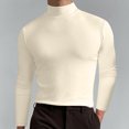 thumbnail image 1 of zanvin Chandail à Col Roulé Demi-Manches Longues pour Hommes, Basique, Ajusté, Beige, P, 1 of 5