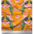 thumbnail image 1 of Soimoi Polyester Crepe Fabric Floral & Peacock Bird Print Sewing Fabric Yard 42 Inch Wide, 1 of 3