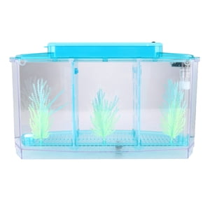 Betta Fish Tank, Adjustable Light Isolation Acrylic Small Aquarium with LED Light, Small Fish Tank Starter Kit, Beta Fish Tank with Water Change Valve for Office Home Room Decor [Blue]