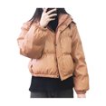 thumbnail image 2 of FOCUSNORM Women Juniors Long Sleeve Stand Collar Solid Color Cropped Puffer Jackets, 2 of 7