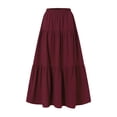 thumbnail image 1 of Wangsaura Jupes Maxi pour Femmes Décontractées Élastiques Taille Haute Évasées à Volants Fluides Robes Style Simple Bas, 1 of 6