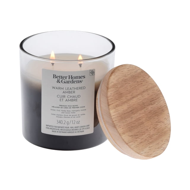 Better Homes & Gardens Scented 2-wick 12 oz. Parrafin Wax Ombre Jar Candle, Warm Leathered Amber