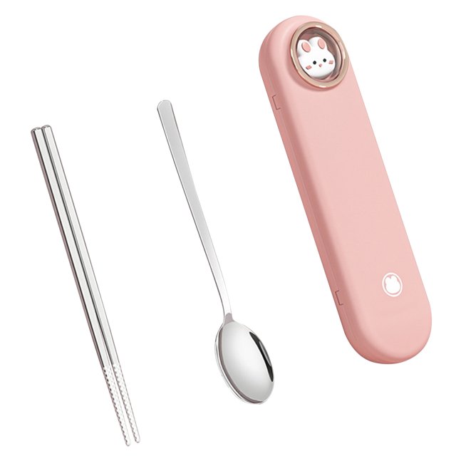 Stainless Steel Spoon and Chopsticks Sets, Portable Travel Utensils Including Metal Spoon Chopsticks with Case Flatware for Home Outdoor Working Camping
