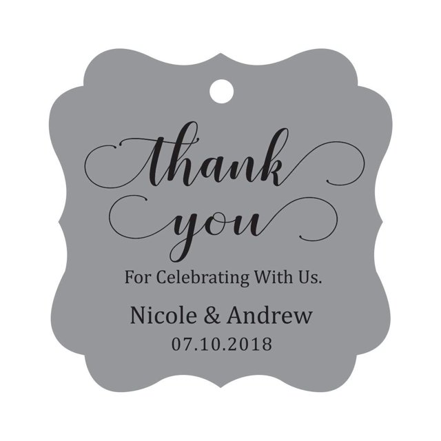 Darling Souvenir Custom Names Thank You For Celebrating With Us Wedding Hang Tags Personalized Party Tags-Gray-100 Tags