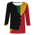 thumbnail image 4 of QIPOPIQ Chemises pour Femmes Chic Décontracté, Mode Féminine Décontractée Col Rond Manches Trois Quarts T-Shirt Imprimé Haut Liquidation, 4 of 5