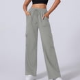 thumbnail image 2 of LLYwey Deals Clearance Straight Leg Sweatpants Ladies New Straight Tube Solid Color Multi Pocket High Waisted Drawstring Work Sweatpants Pants New Full Length Pants Trousers Regular Fitted Gray XXL, 2 of 8