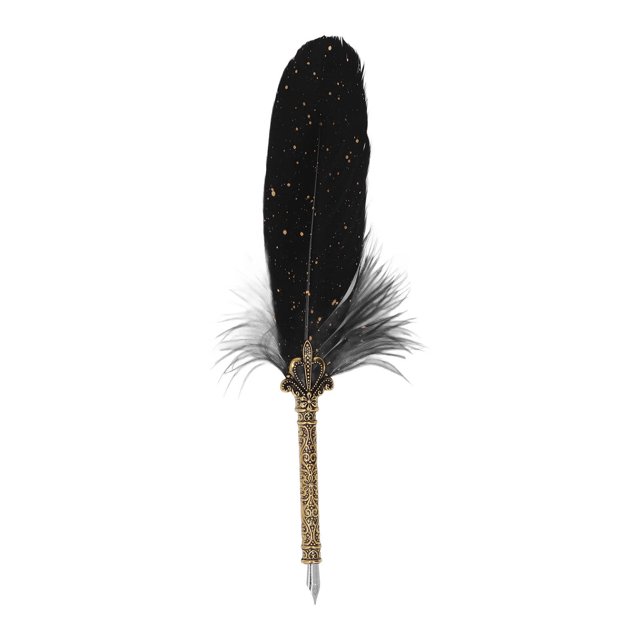 Feather Pen, Retro Elegant Replaceable Nibs Quill Pen Set For Office For Home For School Black