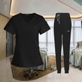 thumbnail image 2 of facefd Female Scrub Set Nurse v neckline Machine Washable Short Sleeves Suit L Black, 2 of 8