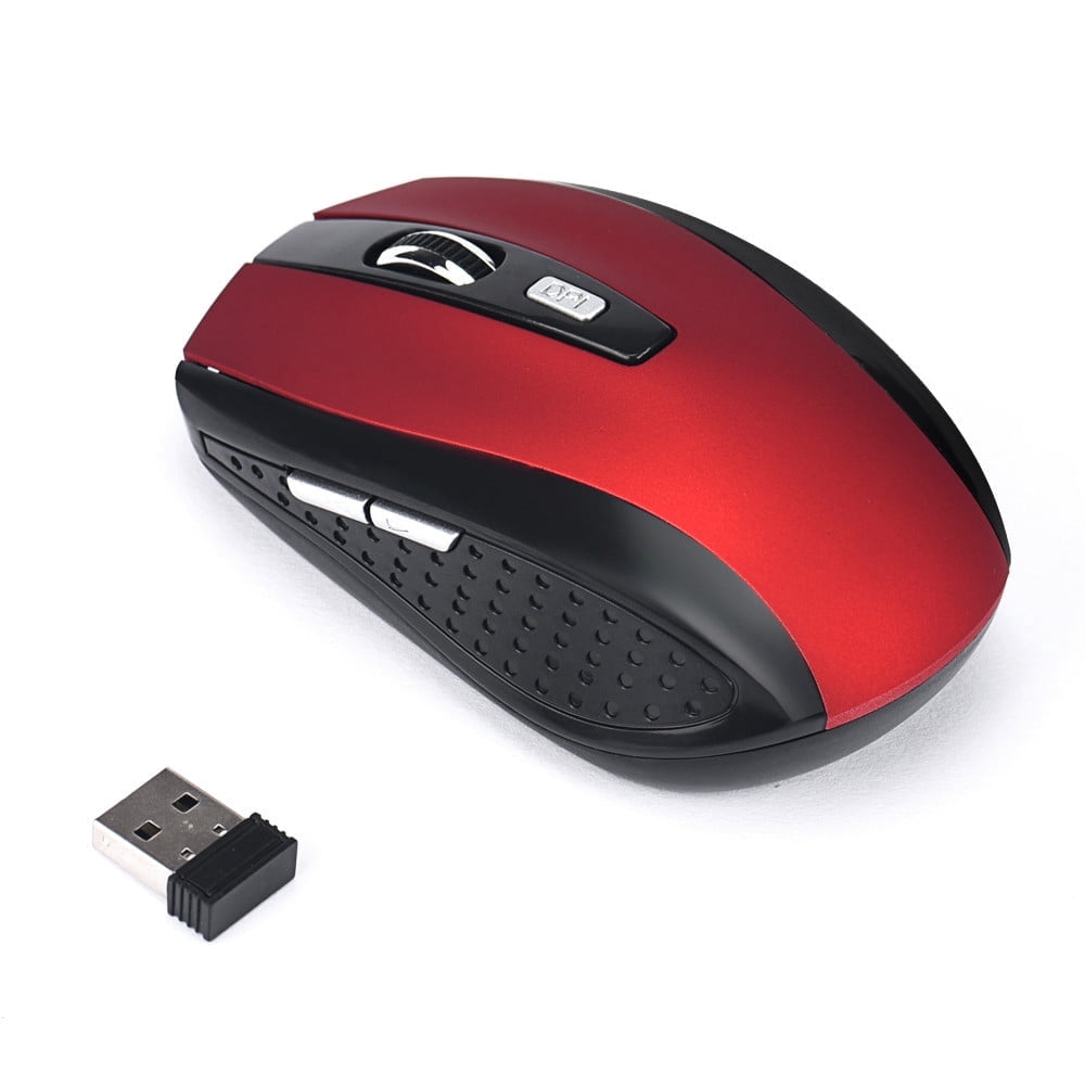 Wireless Gaming Mouse 2.4GHz USB Receiver, Staron Pro Gamer Optical Mouse 2000 DPI 6-Button, Portable Computer Mouse for PC Laptop Desktop with Power Saving Scroll Wheel, Red