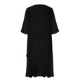 thumbnail image 4 of LSLJS Women Fashion Summer Solid Color Patchwork Chiffon Middle Sleeved Round Neck Dress, Sundress Summer Beach Dresses, 4 of 6