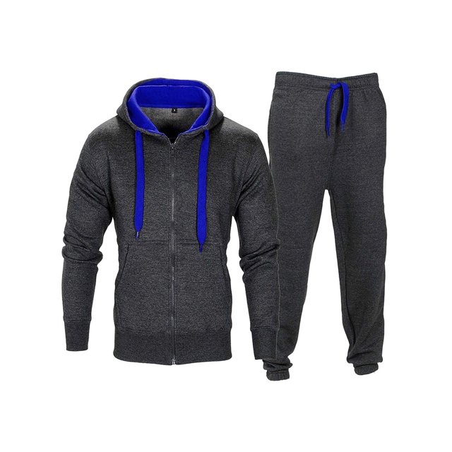 Innerwin Hoodies Color Block Men Sweatsuit Sports Zip Up Regular Fit Tracksuit Set Style-L 2XL