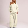 thumbnail image 2 of MeetoTime Ensemble 2 Pcs pour Femmes en Molleton, Chandail à Col Rond, Pantalon Grand, Survêtement, Tenue de Détente, 2 of 6
