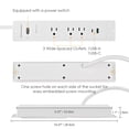 thumbnail image 2 of Recessed 3-Outlet PD20w Surge Protector Power Socket with 1 PD20W + 1 QC3.0 Ports, 6Ft, 2 of 6