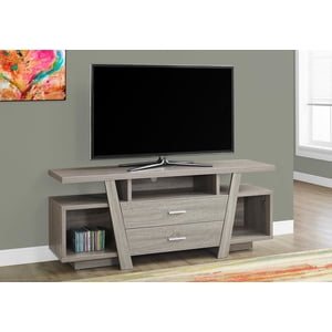 Monarch Specialties Tv Stand, 60 Inch, Console, Media Entertainment Center, Storage Drawers, Living Room, Bedroom, Laminate, Brown, Contemporary, Modern