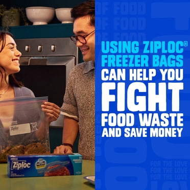 Ziploc® Freezer Bags with Stay Open Technology, Medium, 44 Bags