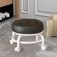 thumbnail image 2 of Black Rolling Low Stool With Wheels Multifunctional Portable Design Durable Pu Leather For Home Office Universal Lightweight Seating #575PA, 2 of 7