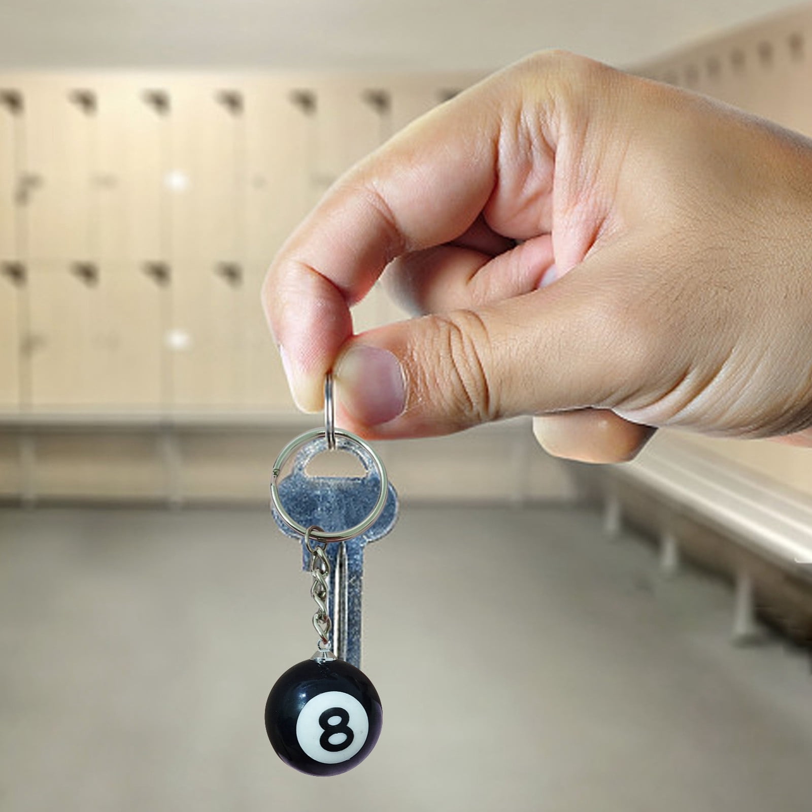 Porte-clés 8 dés Noir - Symbole Porte-Bonheur, Plastique Durable