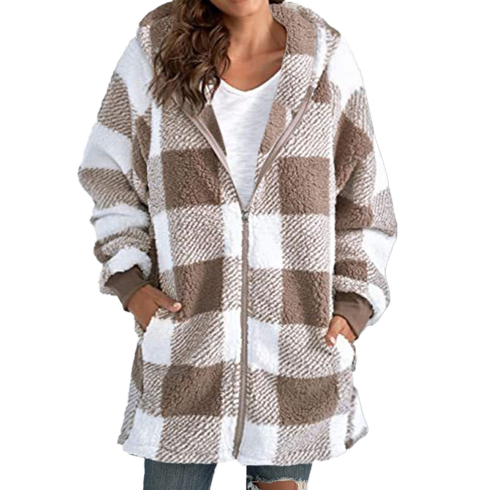 B91xZ Women's Jacket Shaggy Oversized Long Sleeve Jacket Fashion