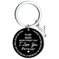 thumbnail image 1 of Creative DIY To My SON Black Stainless Steel Last Name 26 Letter Keychain 2.5cm, 1 of 8