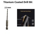 thumbnail image 1 of 1 Pcs HSS High Speed Steel Titanium Coated Drill Bit Set 1/4 Hex Shank 2.5mm, 1 of 5