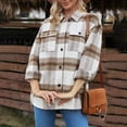 thumbnail image 4 of Yuyuzo Plaid Flannel Shirts for Women Oversized Long Sleeve Shacket Jacket Button down Blouse Tops, 4 of 5
